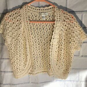 Dressbarn ivory Lace shrug sweater short sleeve size Large